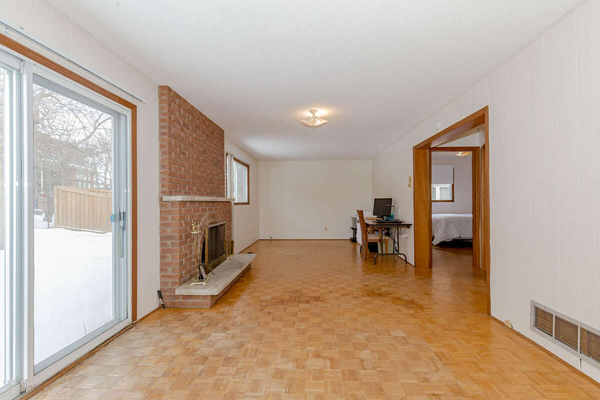 Family room with fireplace