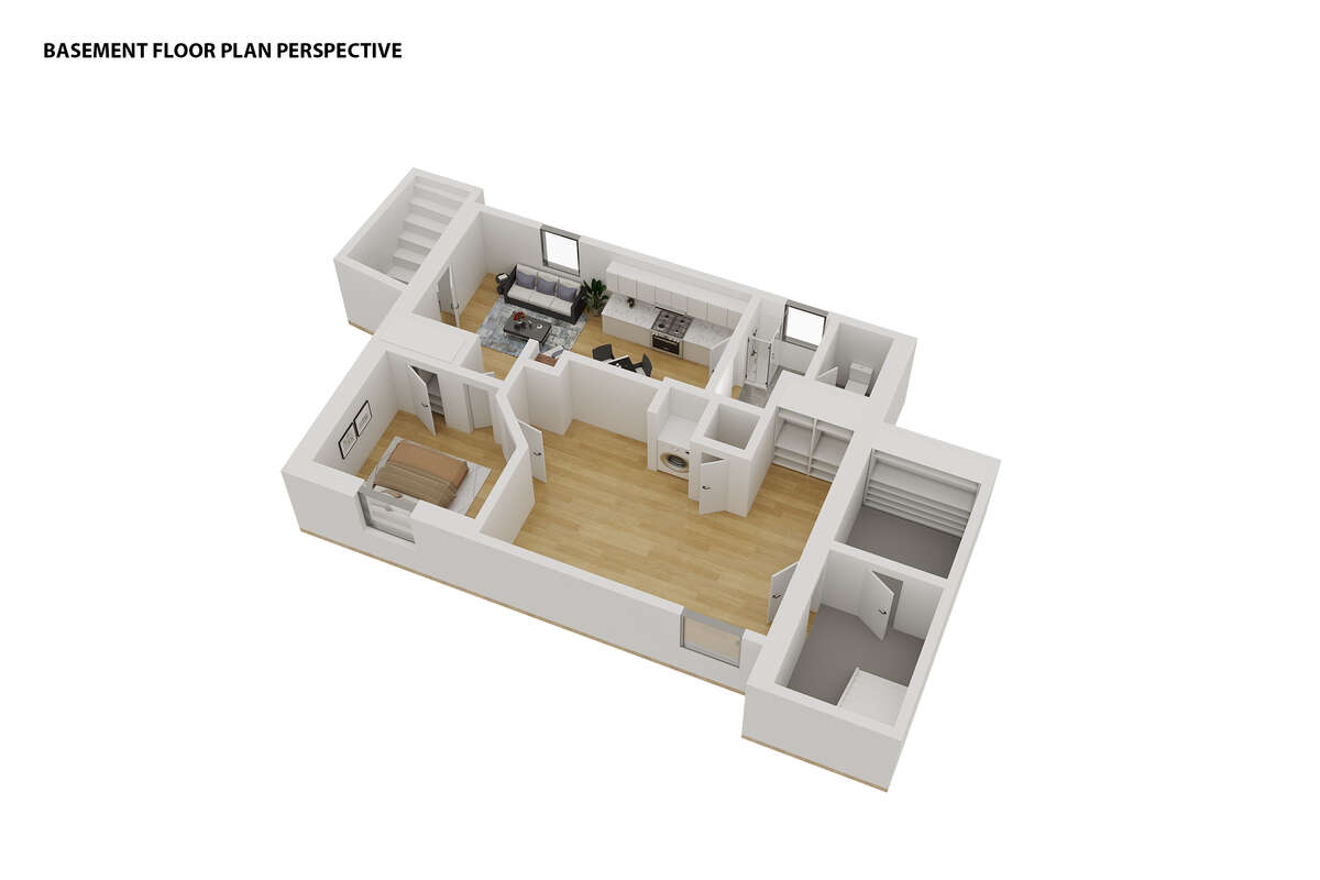 Basement Legal Suite and Utility Room Virtual Staging Perspective View