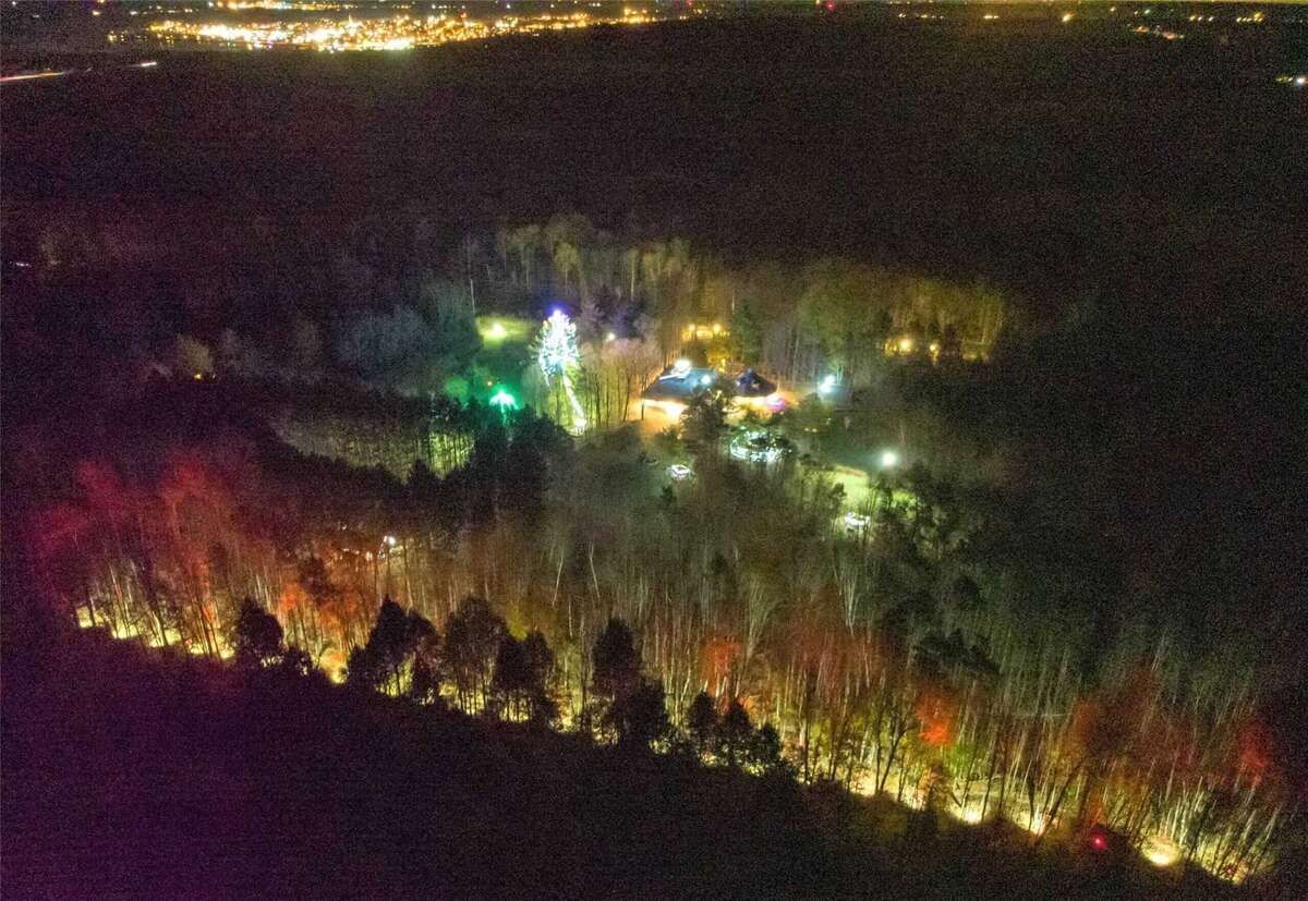 Aerial view of the property at night