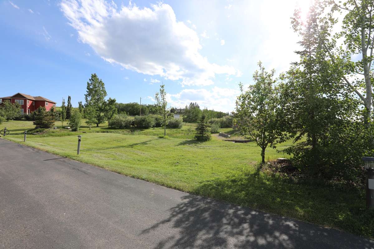 View towards large pond from driveway,