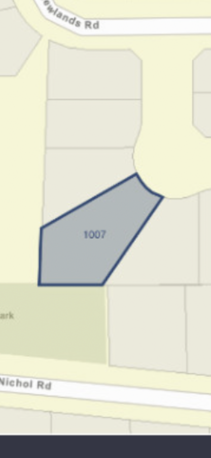 Showing shape of corner lot