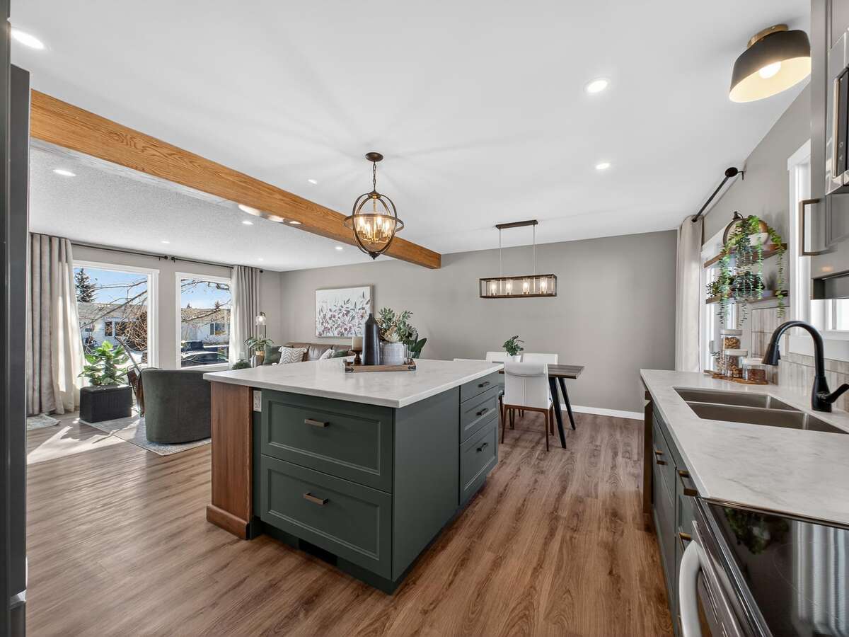 wood tones with black and gold accents