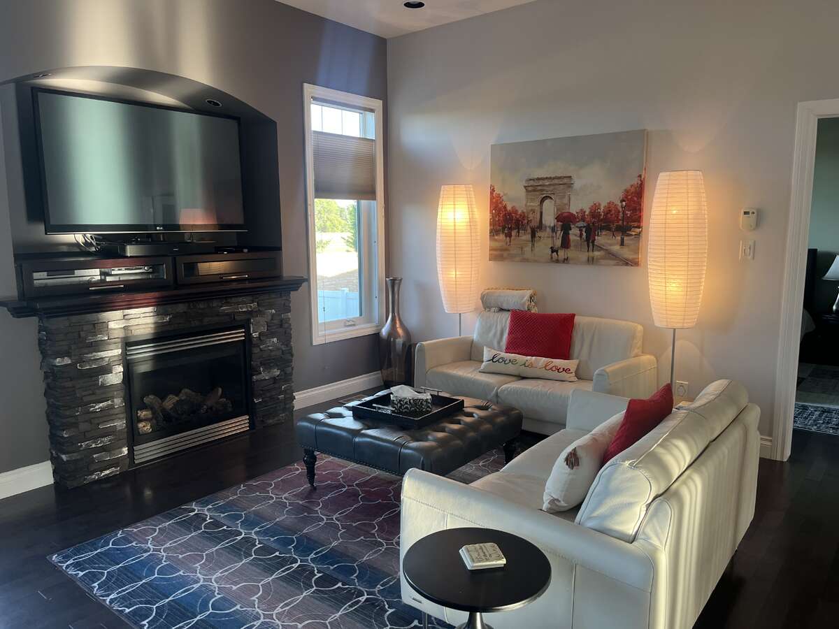 Gas fireplace makes living room cozy