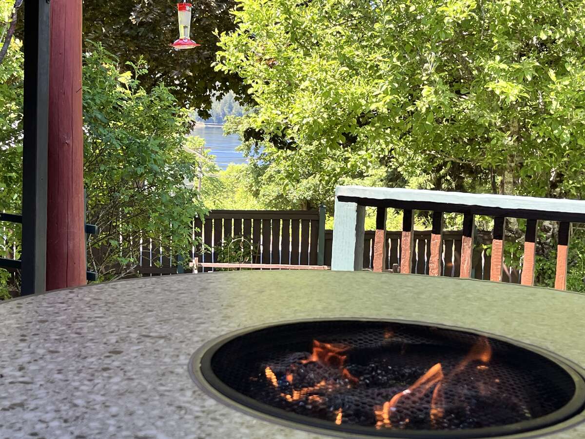 Ocean inlet view from firetable under gazebo