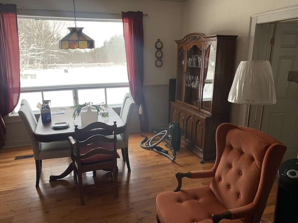 Dining area and entrance to kitchen