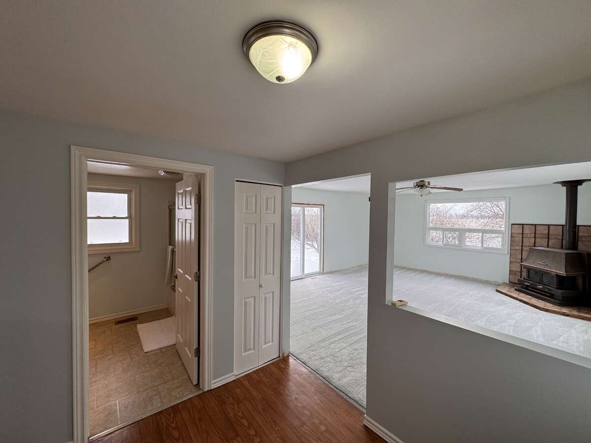 view from entry way into 20x22 great room (living room)