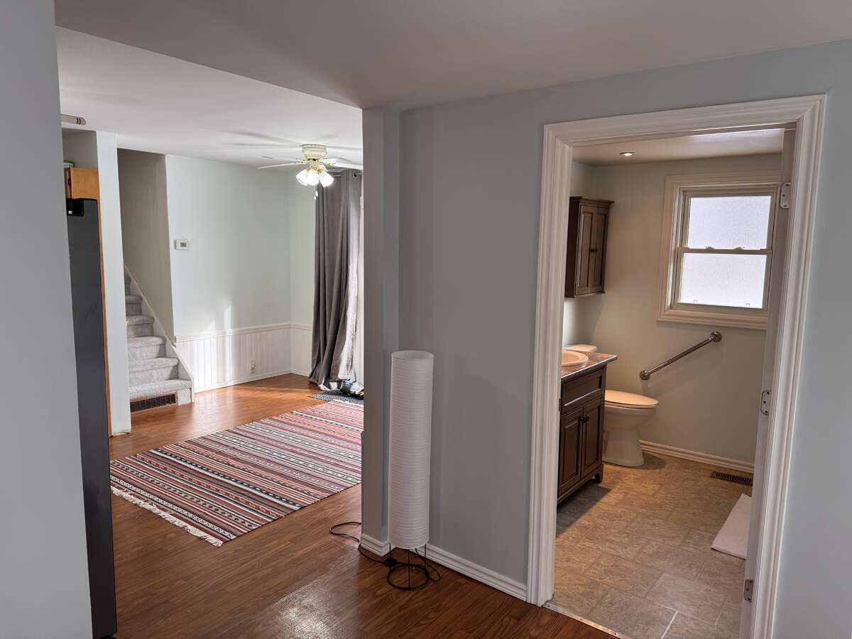view from entry way into kitchen