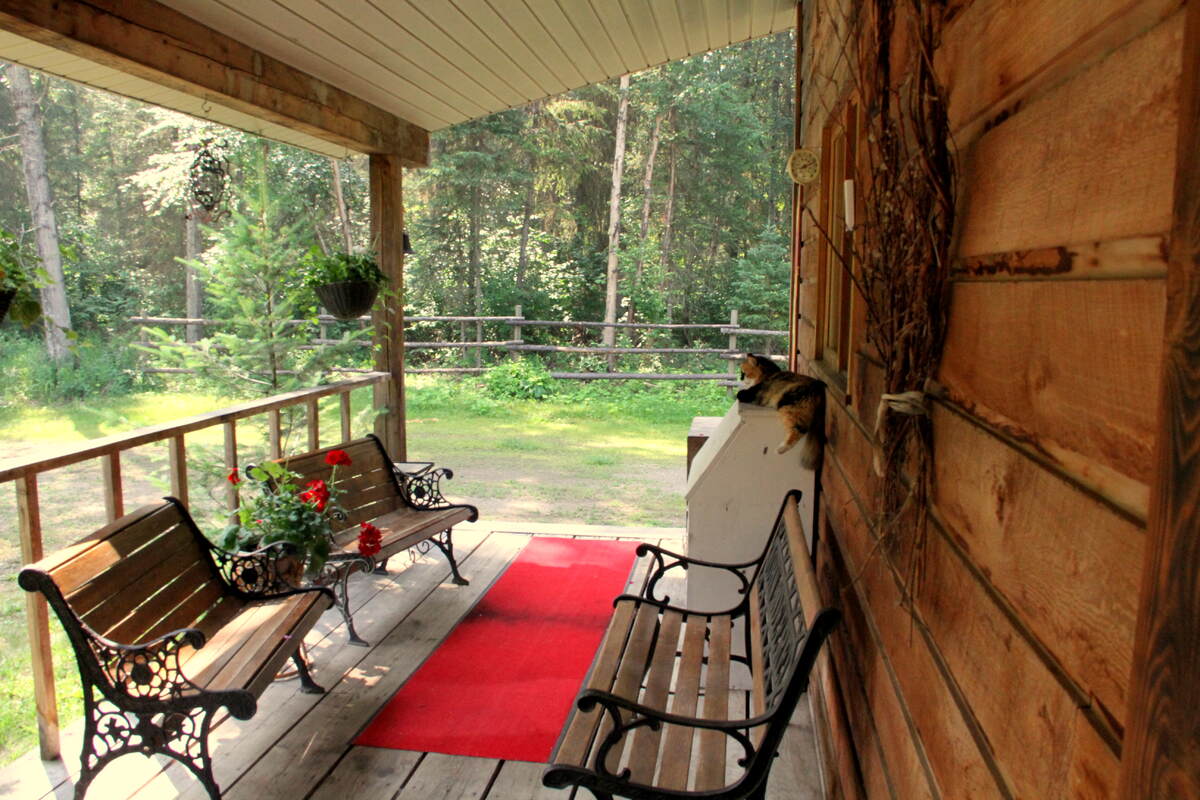 Close up of front covered porch