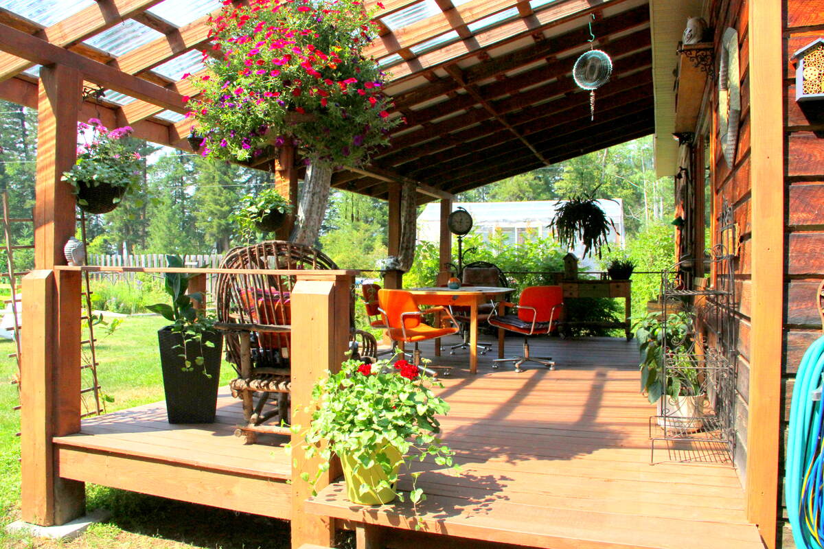 Covered porch at back yard