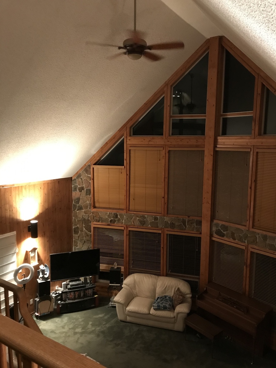 Looking from second storey down into living room