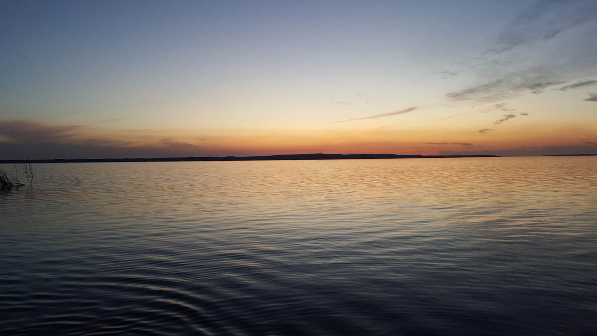 Sunset view of open Southern Georgian Bay from public access point; 5 min walk.