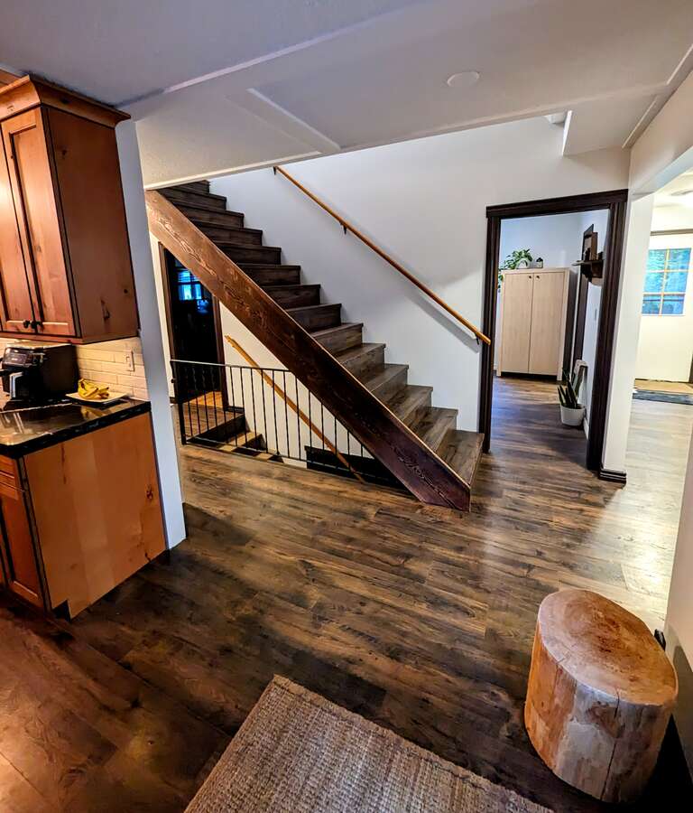 Stairwell to basement and upstairs