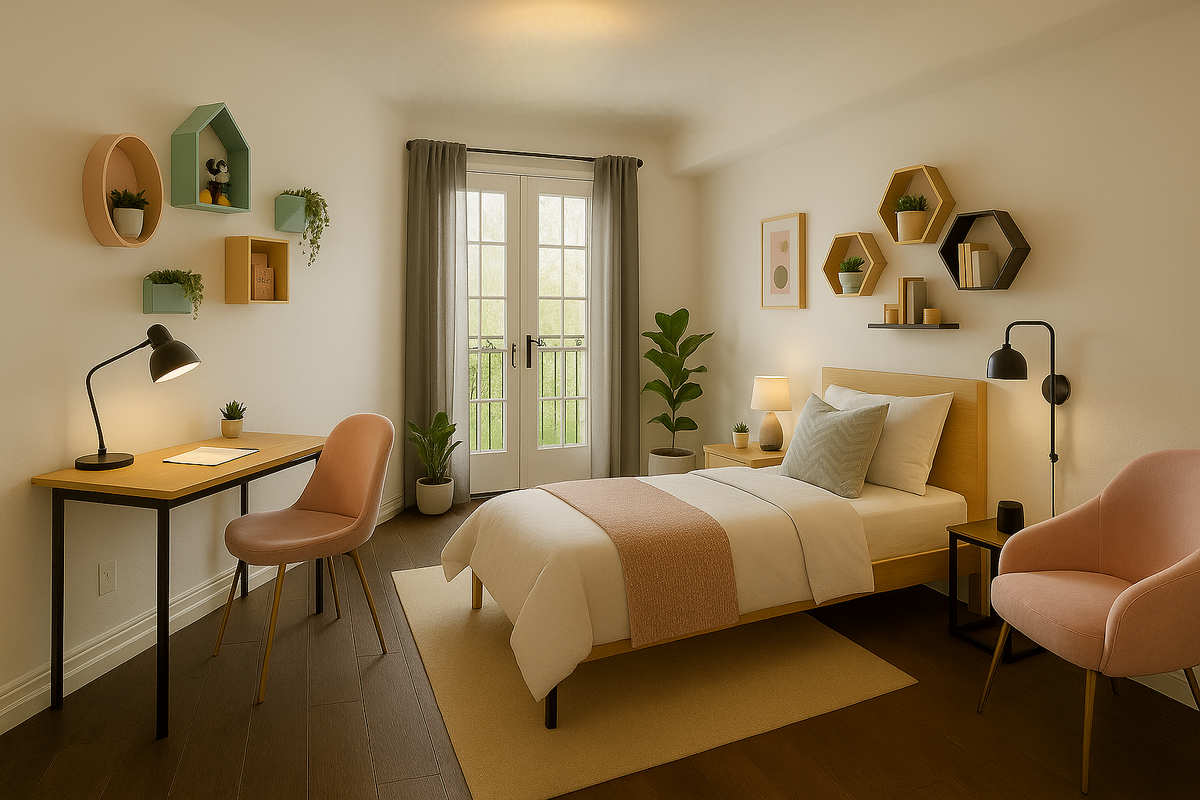 Bedroom 3 or kid's room, furnitures are virtually staged