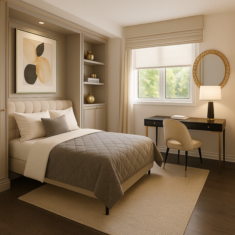 Bedroom 2 or Home Office/Guest, furnitures are virtually staged