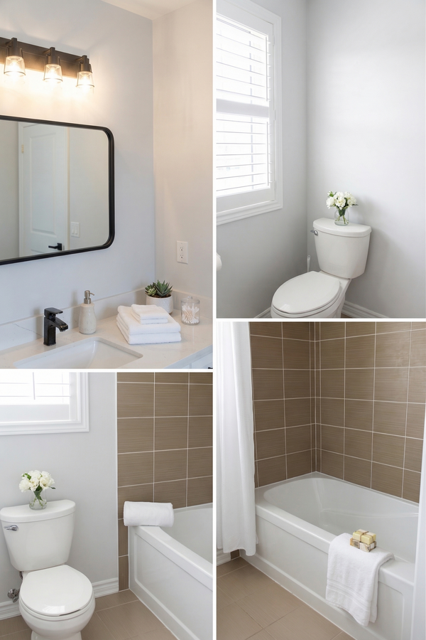 Jack and Jill bathroom, connecting 2nd and 3rd bedroom.