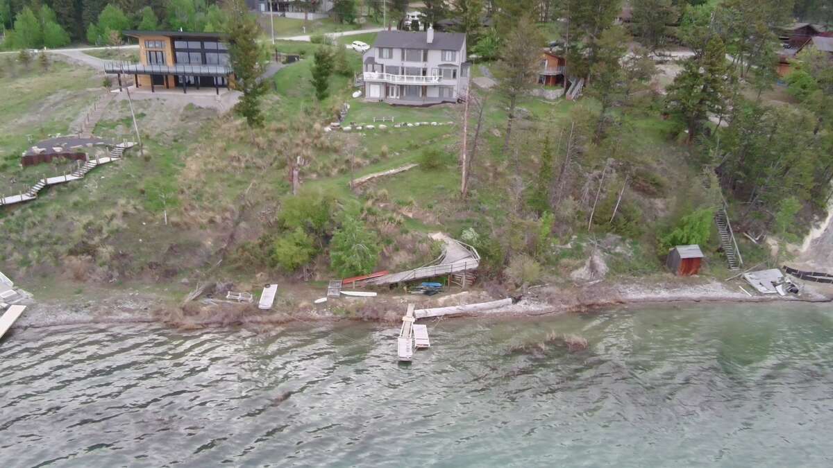 Drone overhead shot of property and private dock