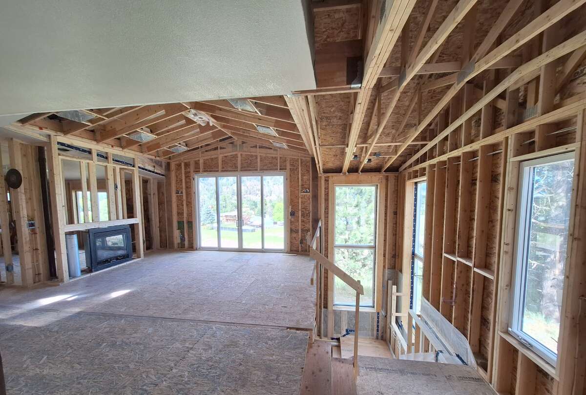 Living room and dining area. Glass Railing Materials for DinRm and LRm Included in Sale