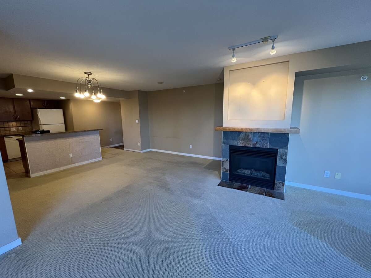Fireplace and dining room