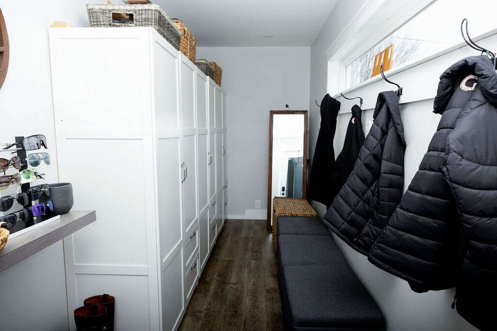 Large porch entry with plenty of storage.