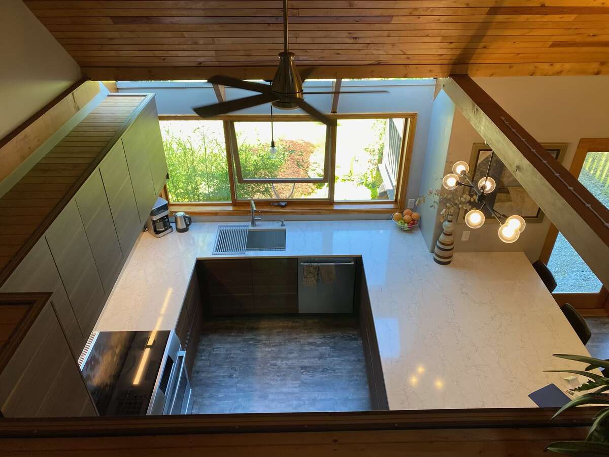 Kitchen From Upstairs Landing Prior to Gas Range Being Installed