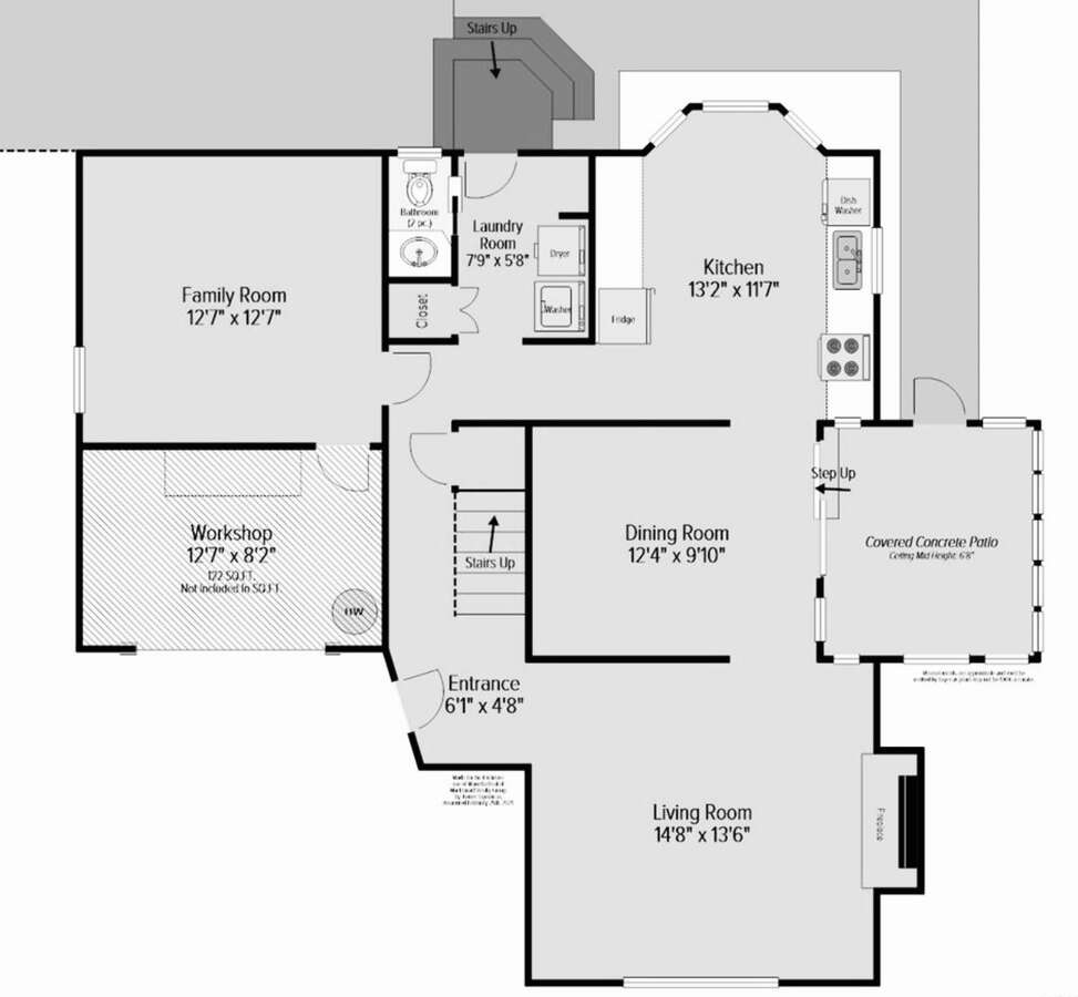 Approximate floor plan, main floor of house