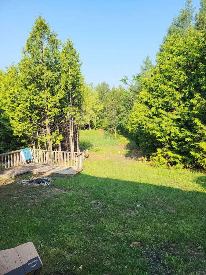 Back deck picture of the pond, West facing.