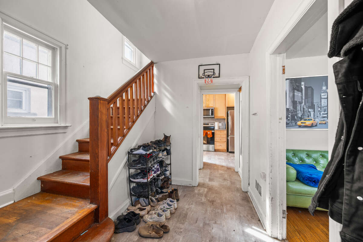 View from front door to kitchen (at back of house)