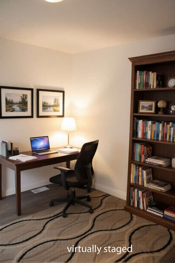 2nd bedroom virtually staged as a home office