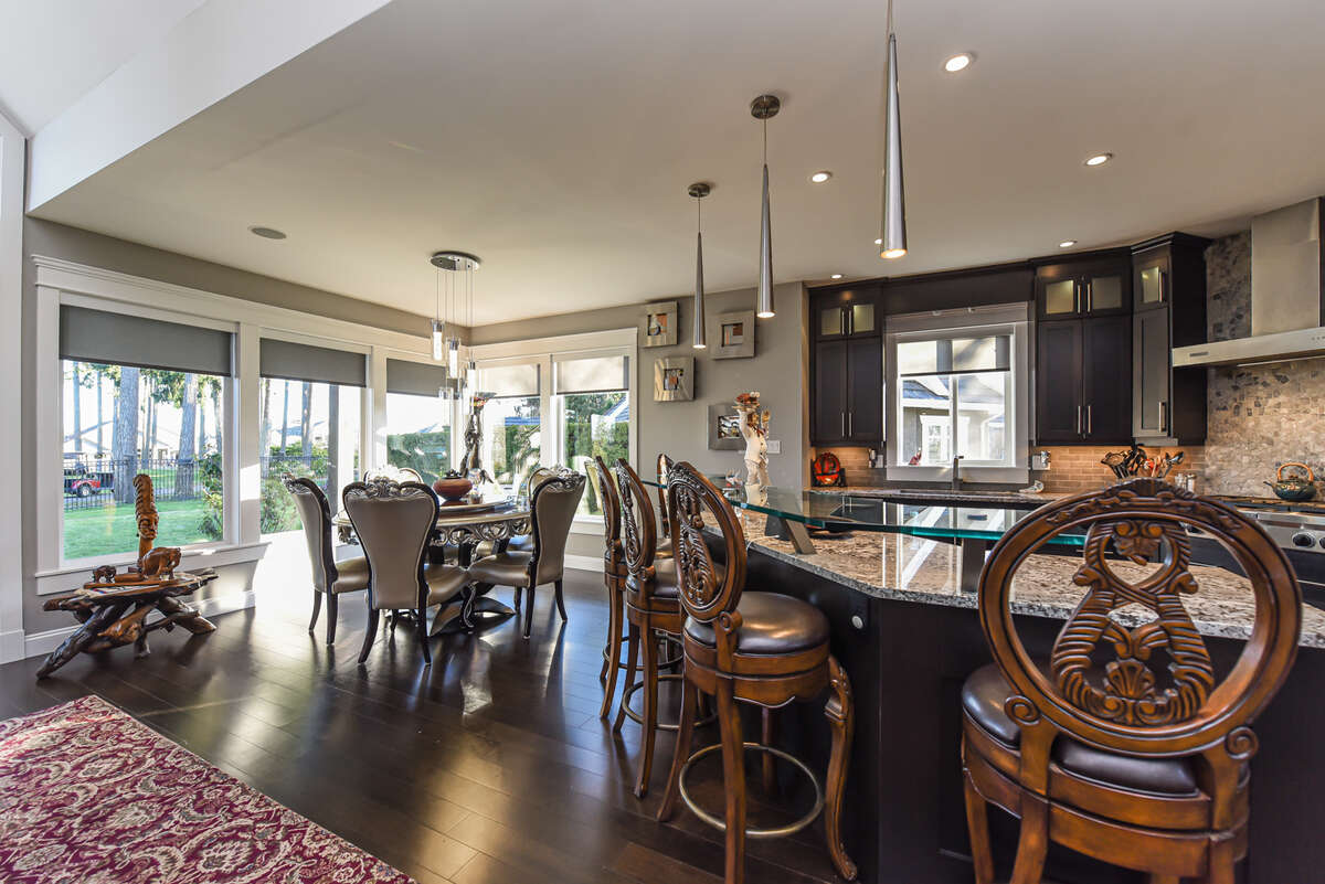 View from Bar-top into Kitchen and Dining Area