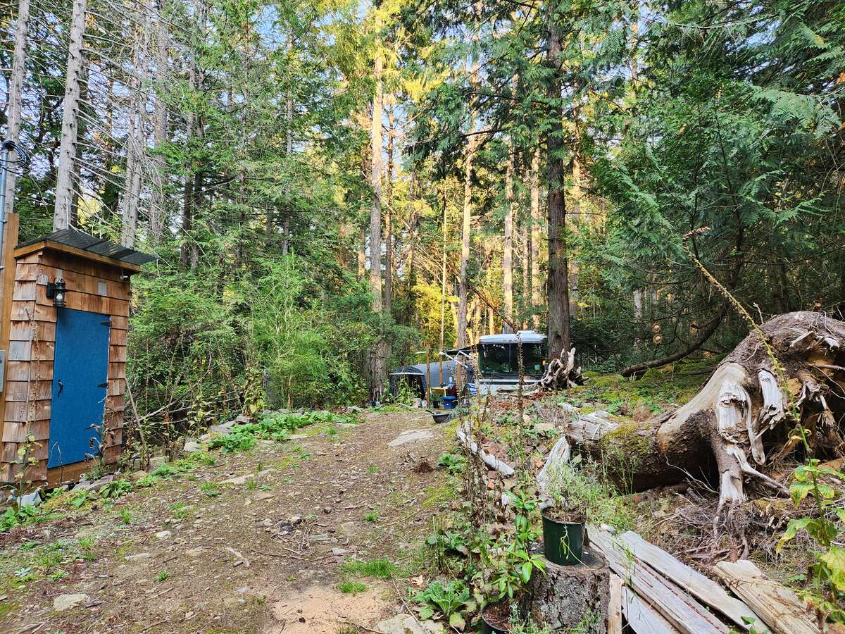 View from the driveway when a 36' Motorhome was parked on the lot