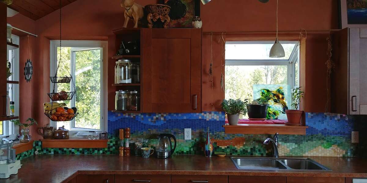 The backsplash represents the view towards Creston.