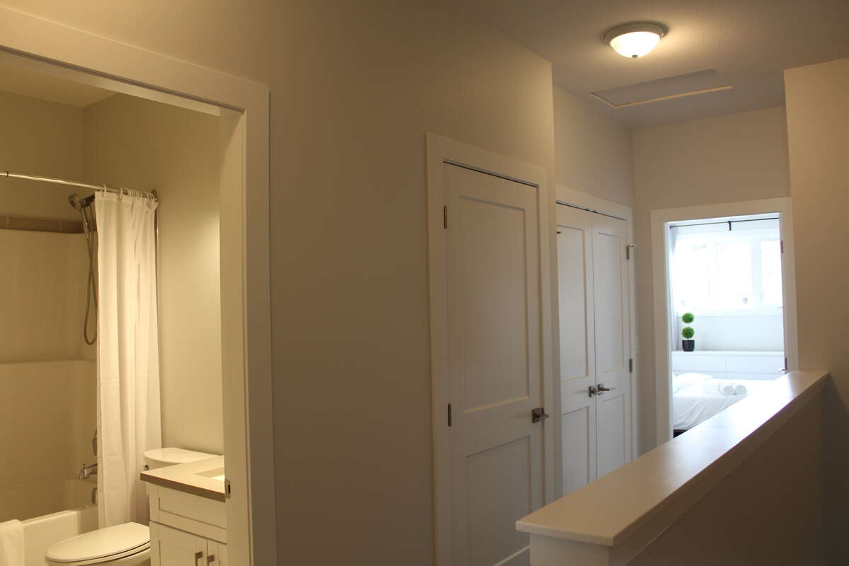 Upstairs hall with laundry