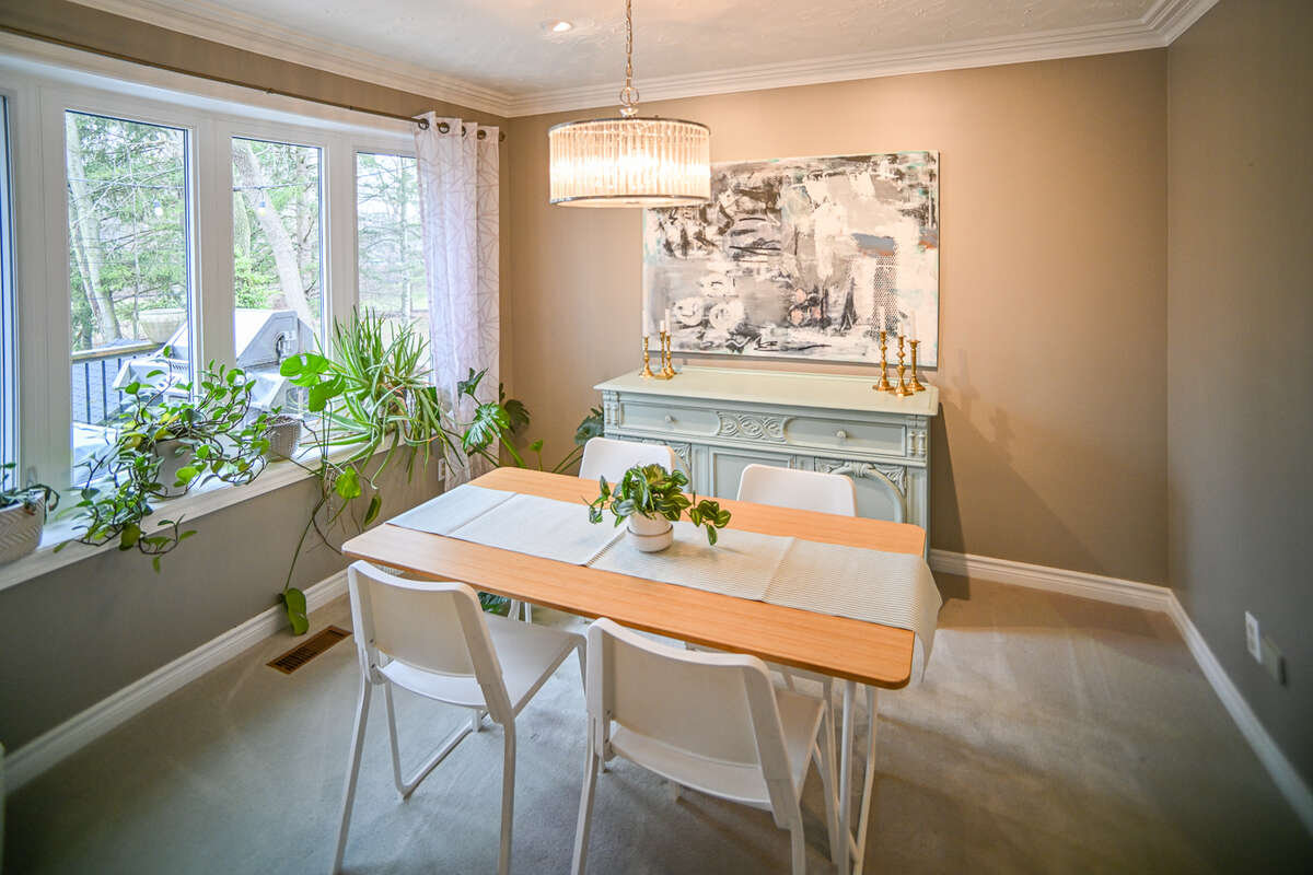 Exposed brick chimney.