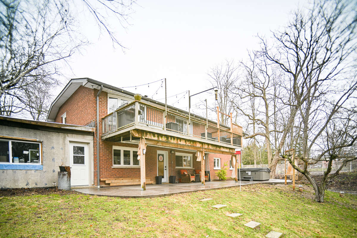 Two separate spaces to enjoy the outdoors. Lower level is mostly covered and sheltered from rain.