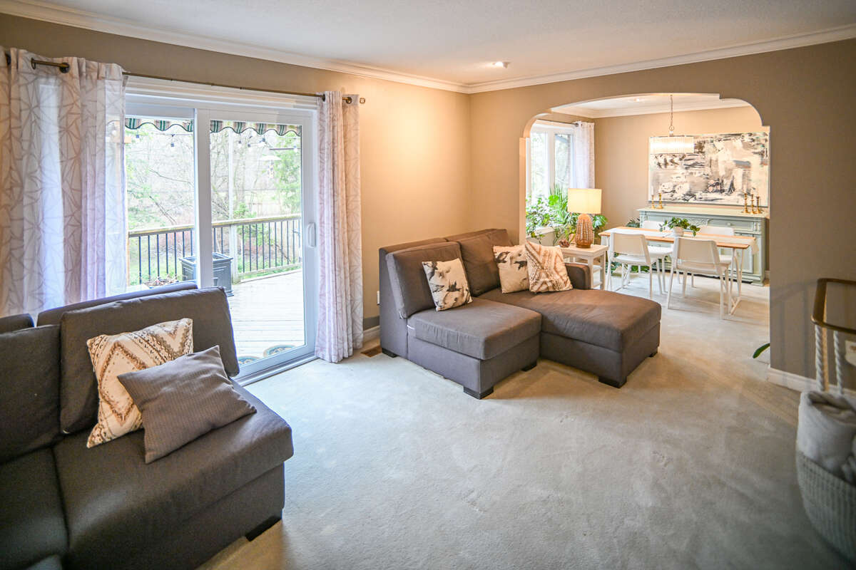 Exposed brick chimney.