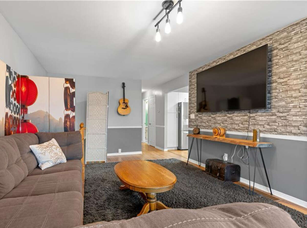 Living room with large screen TV