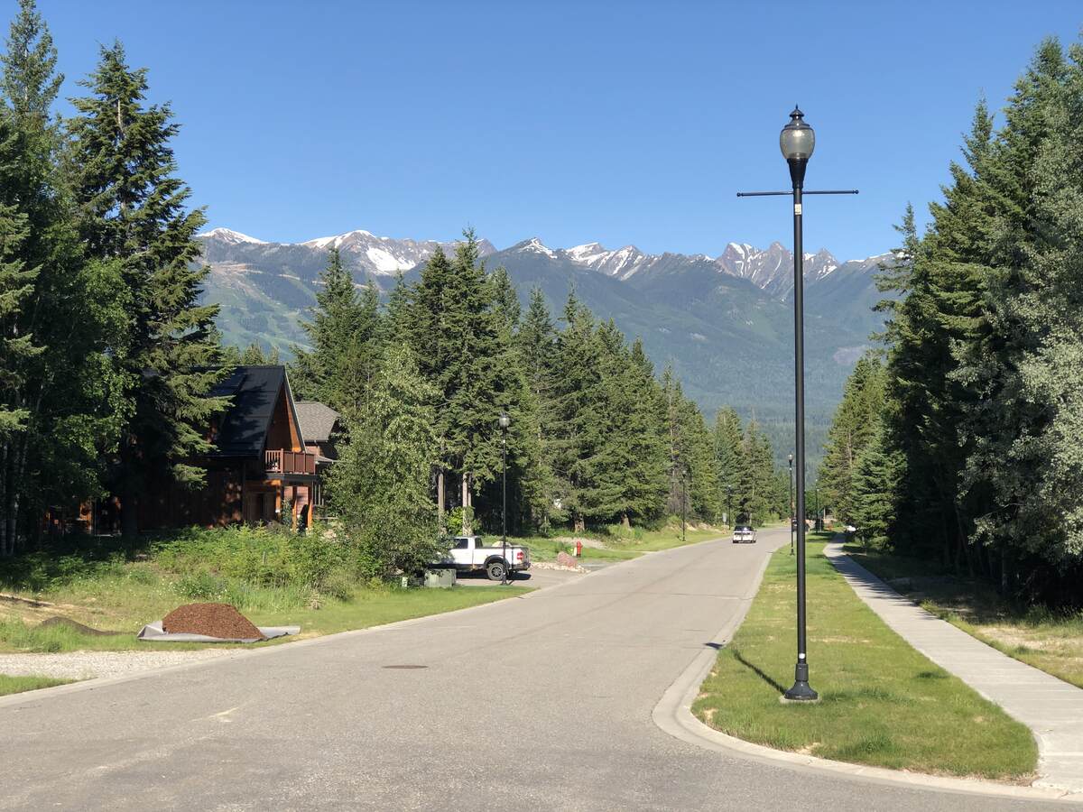 Looking west from the lot towards the Purcell mountain range with Kicking Horse Ski Resort visible on the left.
