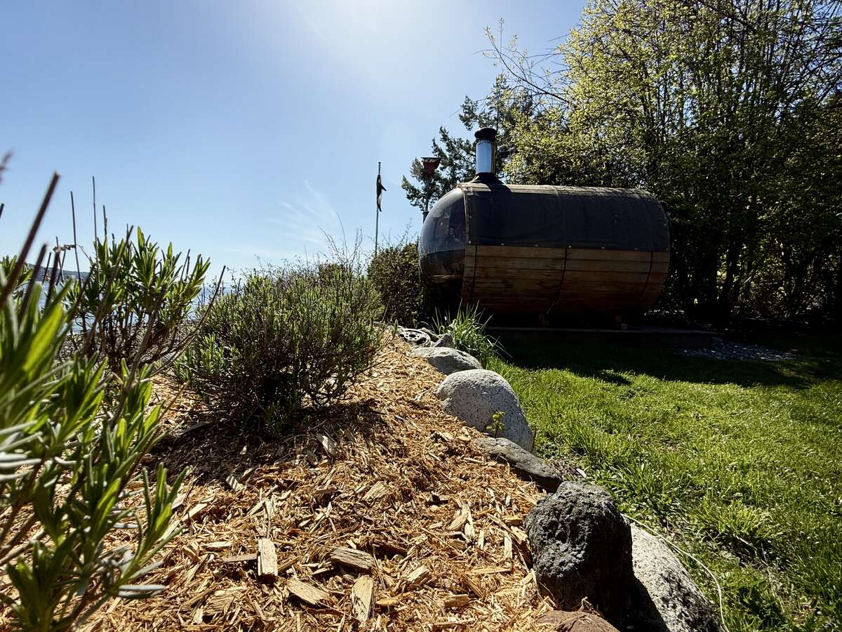 Lavender berm + sauna.