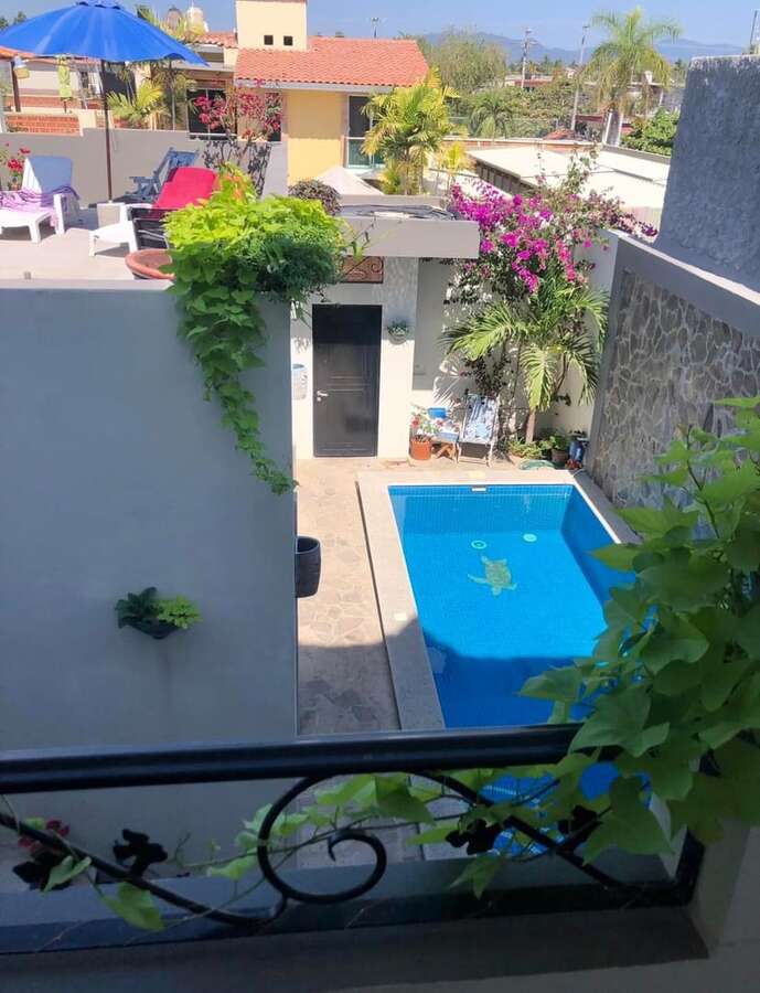 View of 12’ high privacy wall