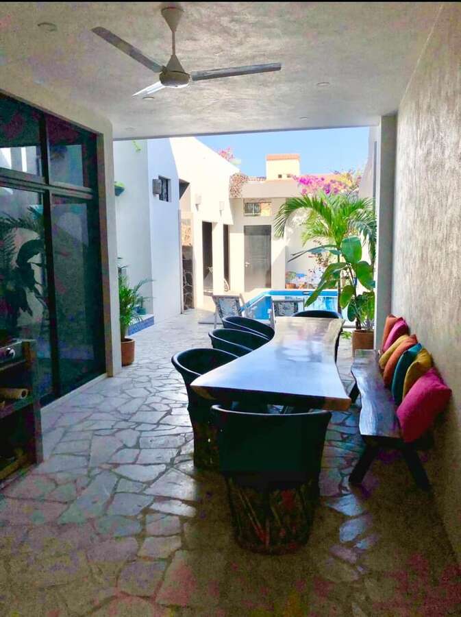 Outdoor covered dining area