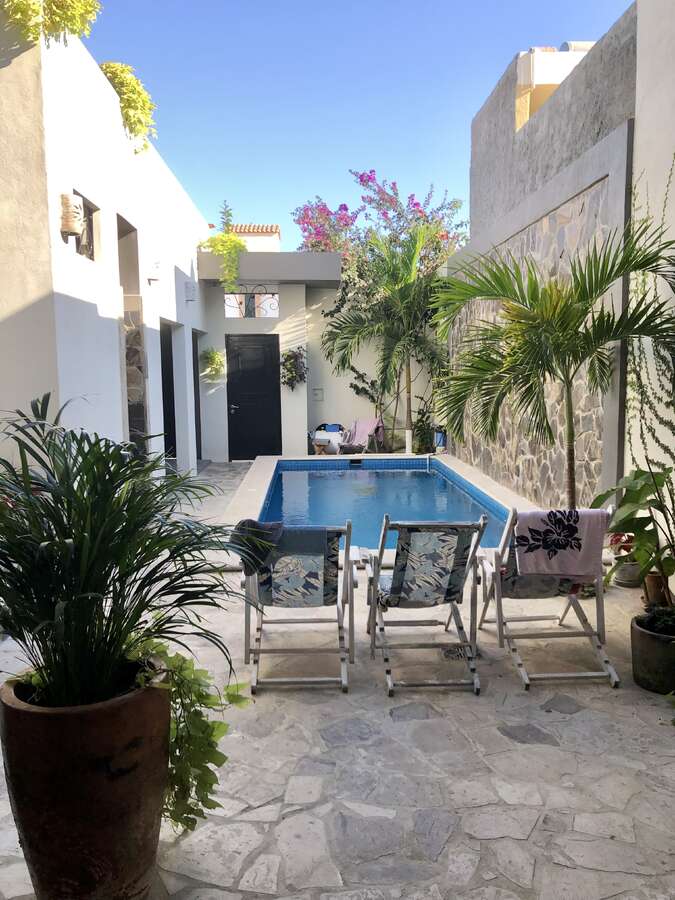 Poolside lounging area