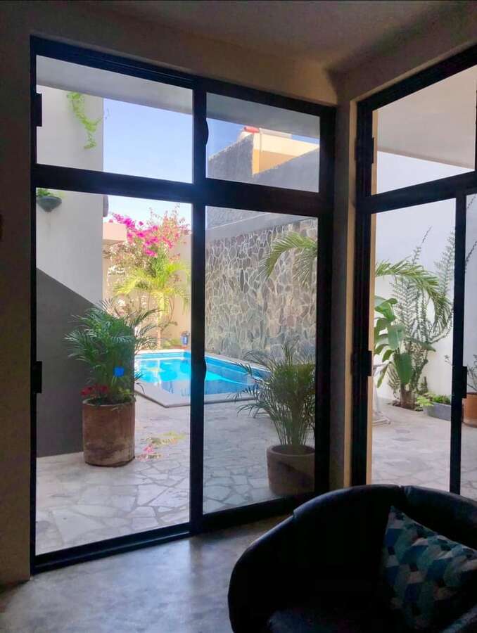 Views to pool from Living Room