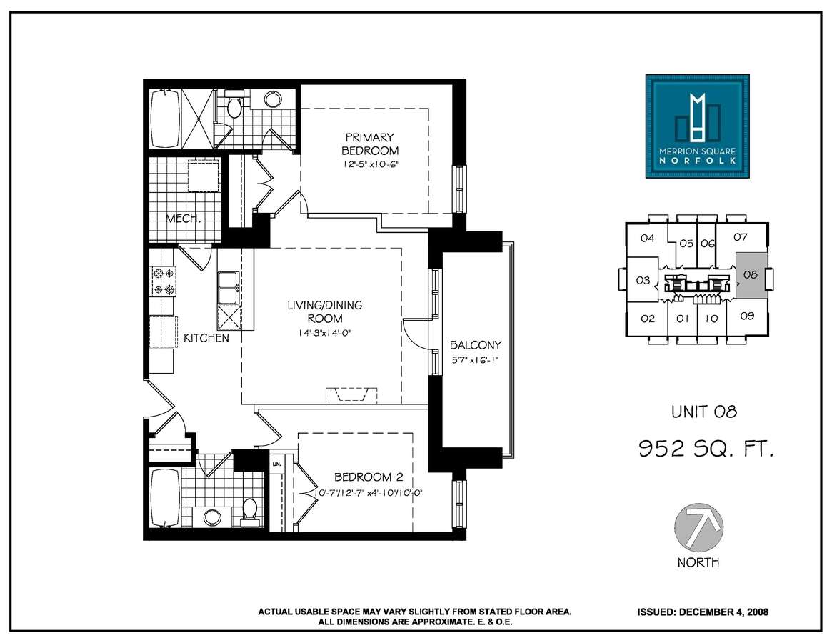 Layout and room dimension of unit 708