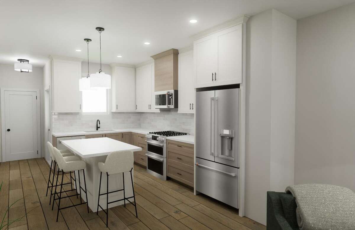 Modern kitchen with centre island.