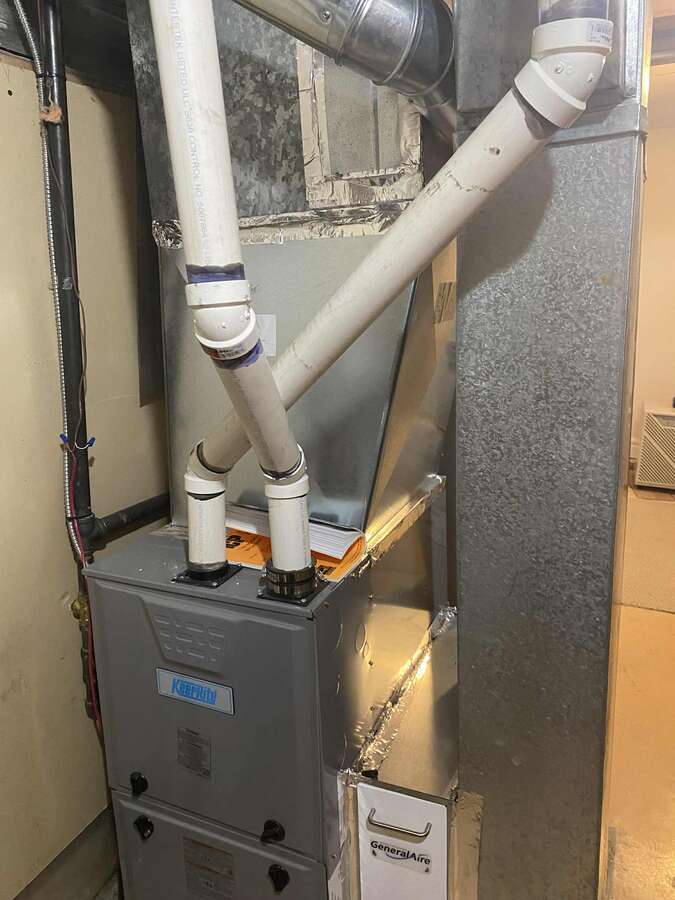 New gas fireplace with gas water heater