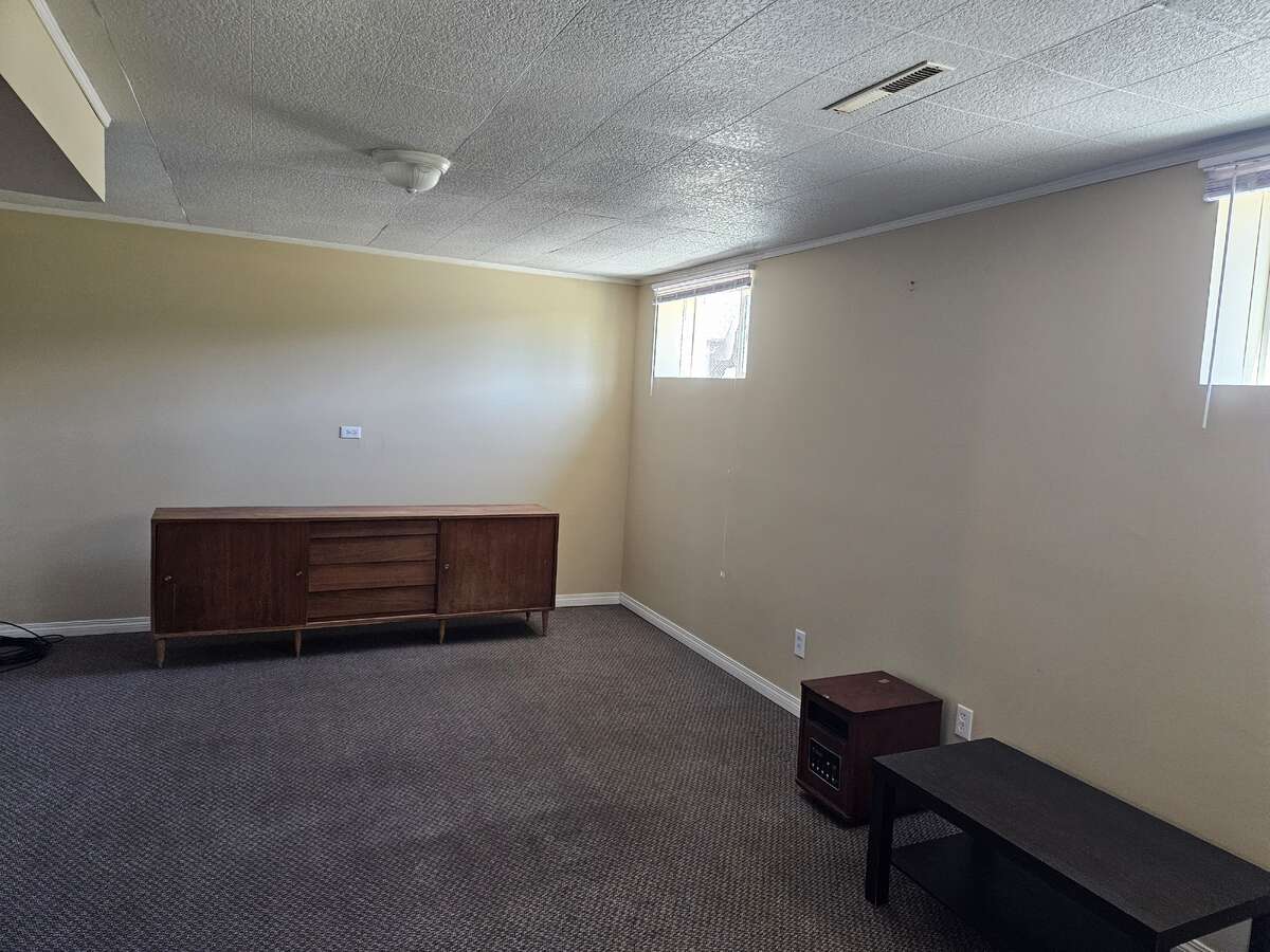 basement looking towards school field and garage