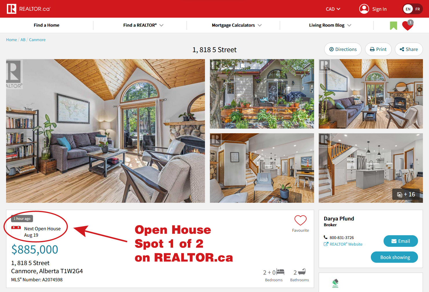 Screenshot of Open House on REALTOR.ca